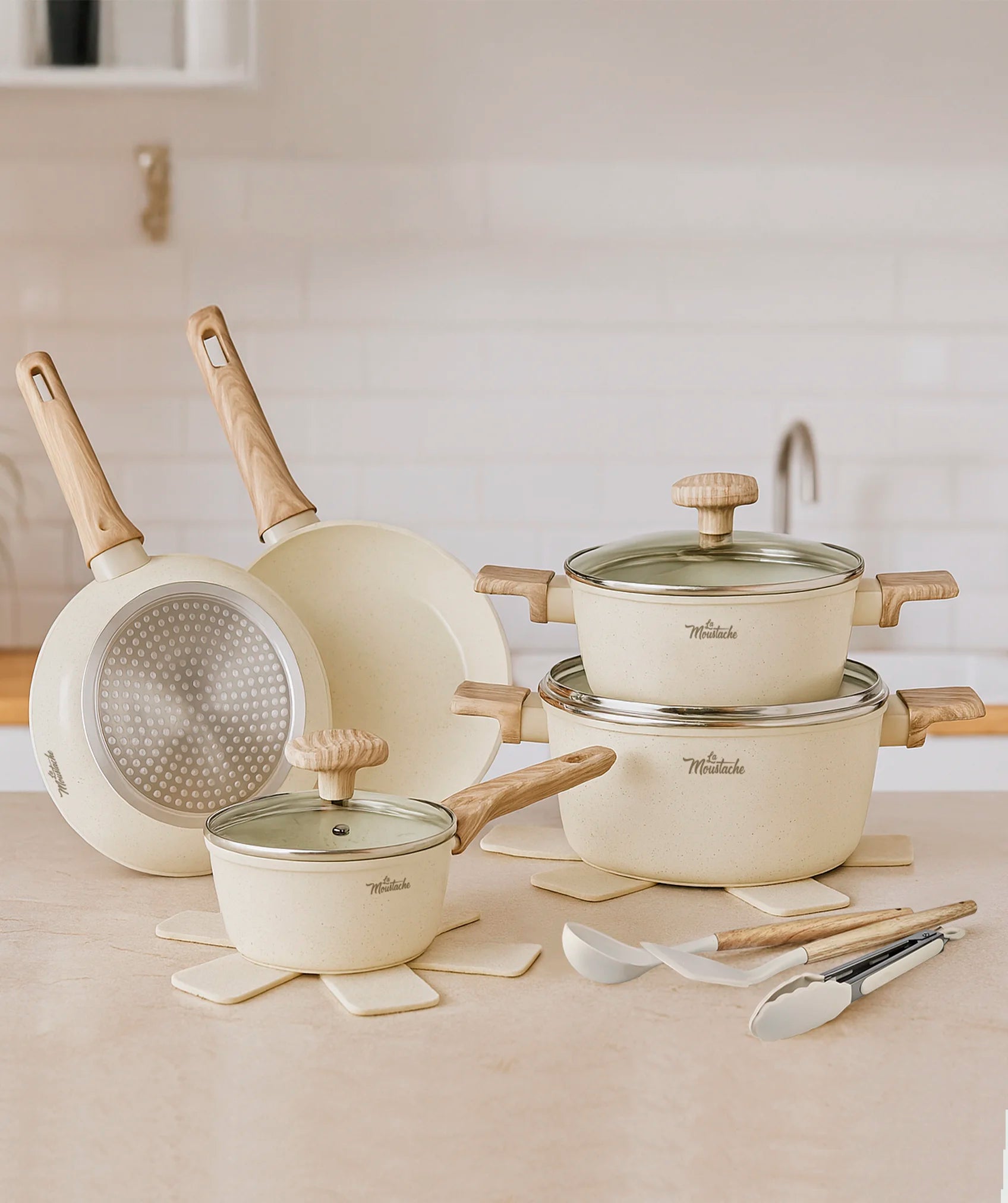 Juego de Ollas y Sartenes Latte más accesorios (14 Piezas)